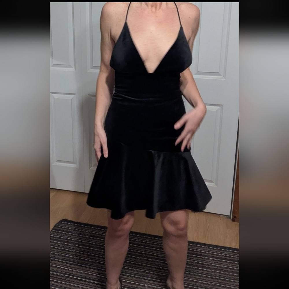 ABS Allen Schwartz Black Halter Mini Dress
